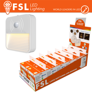 Luce notturna quadrata con sensore di movimento bispina con espositore