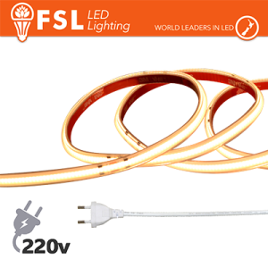 Striscia LED COB 20metri - IP65 3000K 220V 15W/m 1200lm/m+KIT tappo, colla, clip